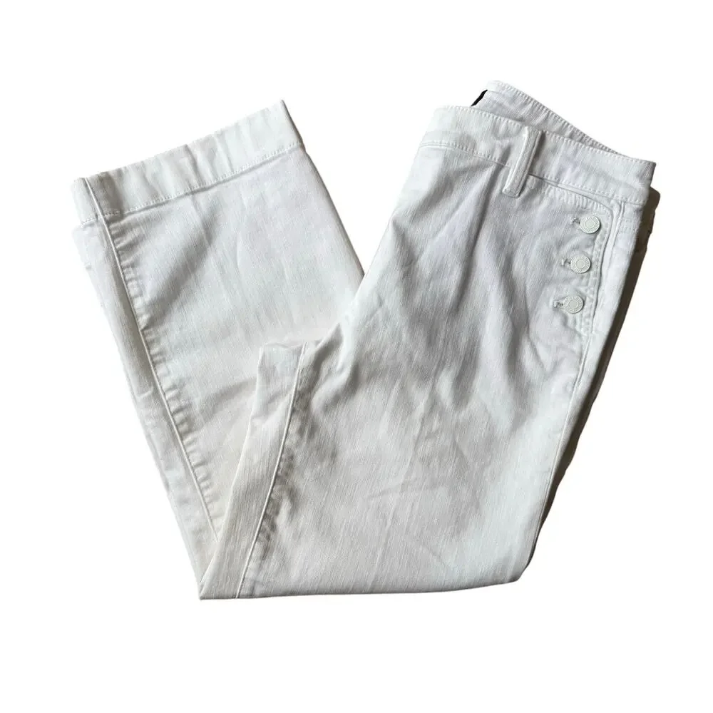 Talbots White Straight Leg Cropped Denim Pants Size 8 Casual Mature Coastal - Picture 8 of 8